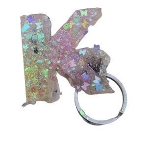 Fortune K Resin Alphabet Letter  Keychain Sparkly Glitter Key Chain Bag …